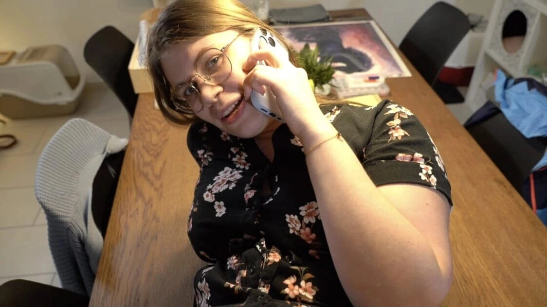 She cheats on her husband with lover while she is on the phone with him